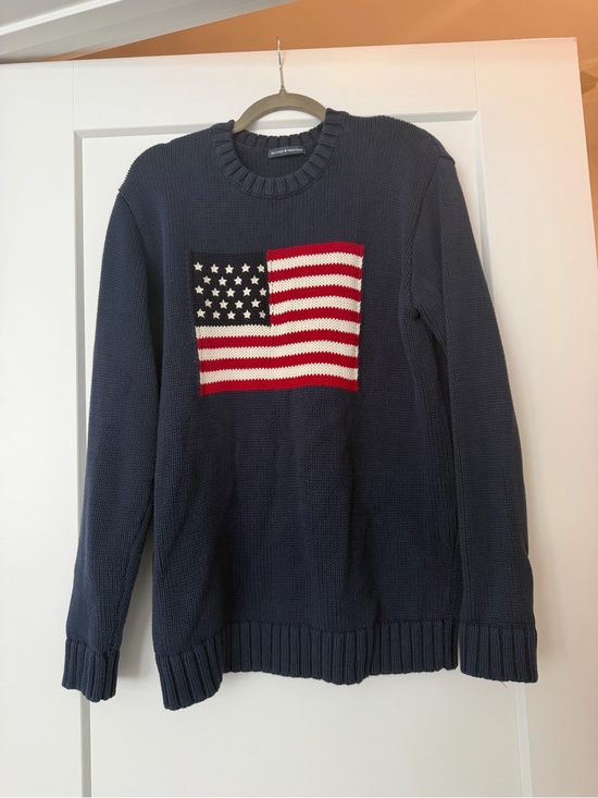 Brandy Melville Sweaters - Brandy Melville Navy Crewneck Sweater with Flag Knit